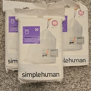 NWT Simplehuman 45L Trash Bags - White - 3 Packs